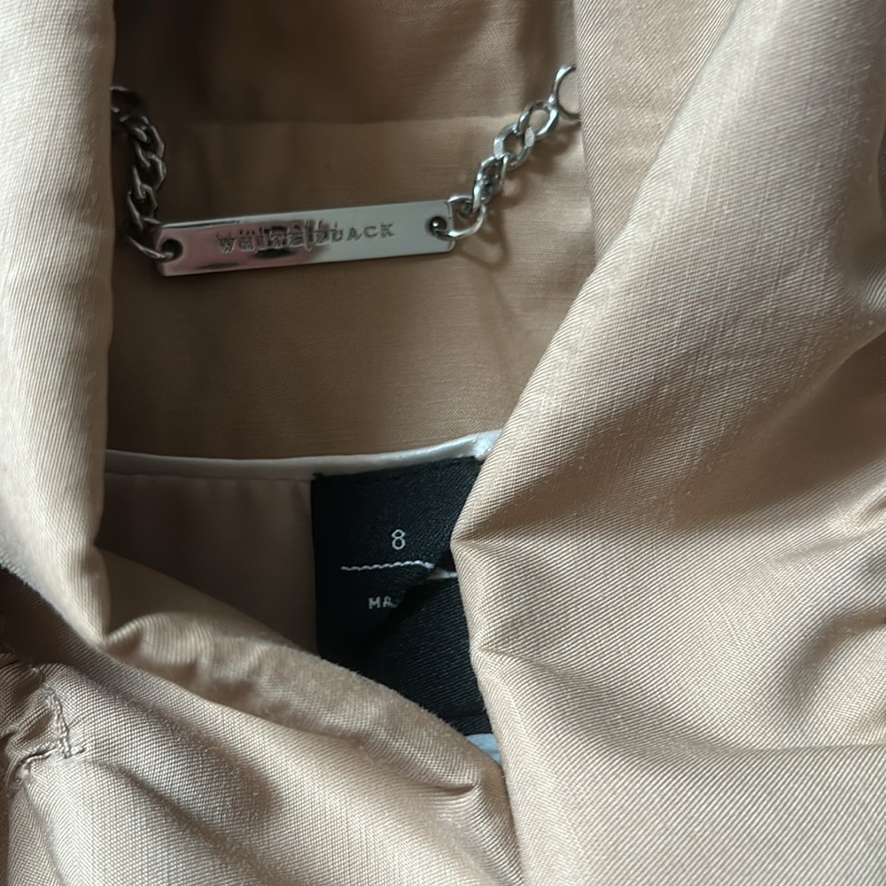WHBM Jacket Blazer Ruffe Quilted tan zipper - Picture 3 of 4